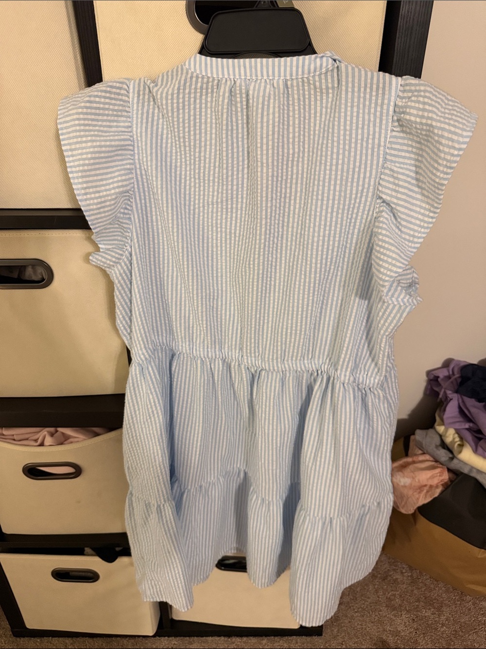 Time and tru Light Blue Seersucker Sundress with Tie Waist - Picture 3 of 3
